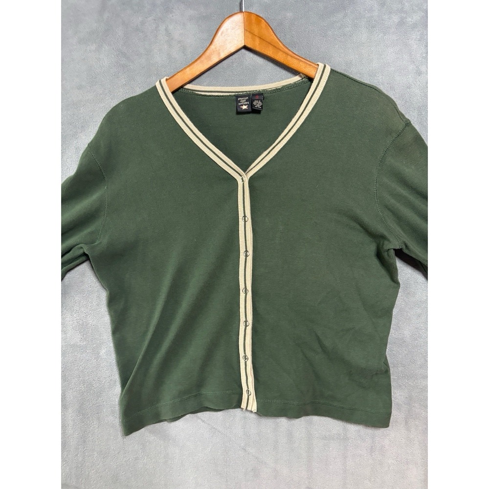 Vtg 90s American Eagle Outfitters Green cotton knit cardigan sweater Preppy M